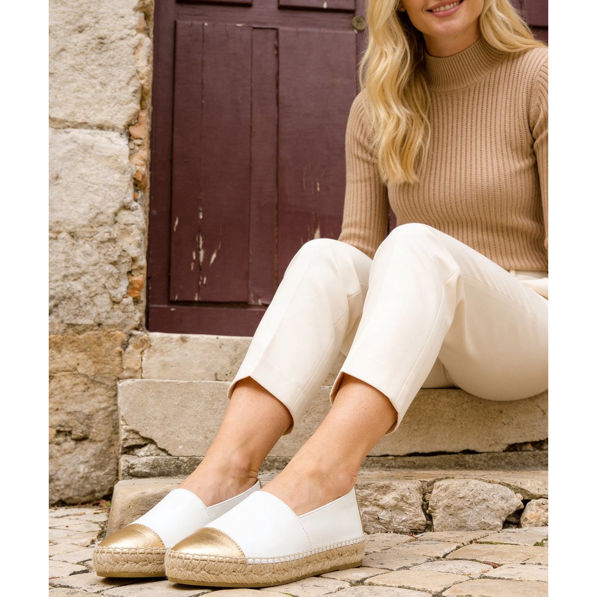 Espadrille IZIA blanc et or, FINSBURY