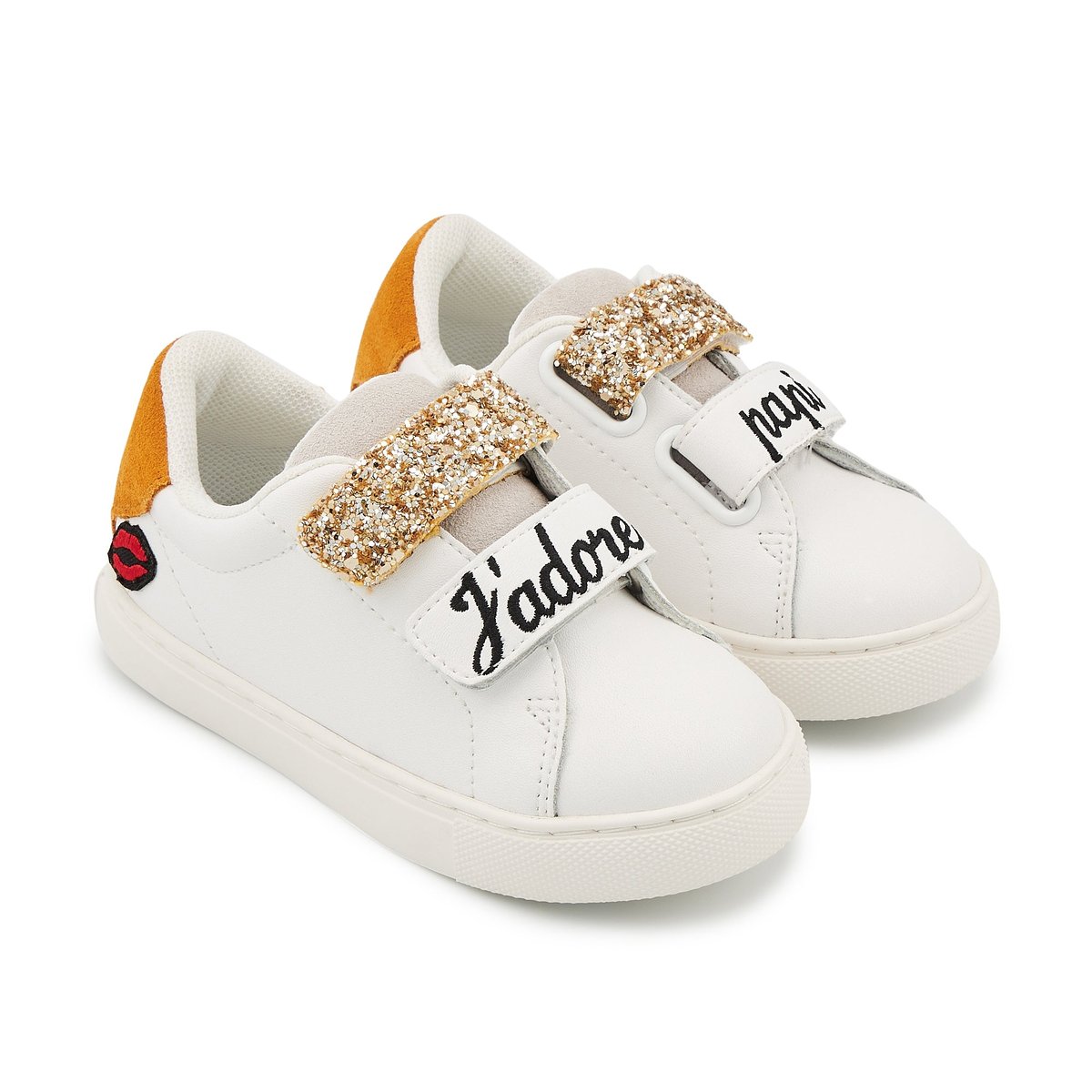 Baskets Enfant En Cuir Mini Edith J'adore Papi blanc, BONS BAISERS