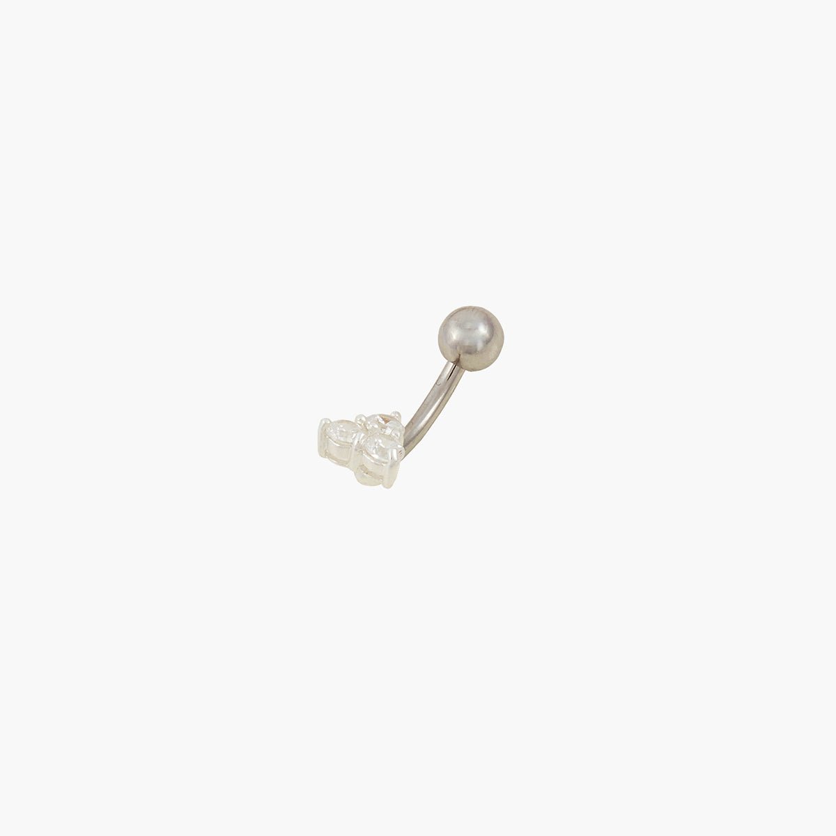 Piercing stud nombril argenté en argent garanti et zirconium argenté, BALABOOSTE