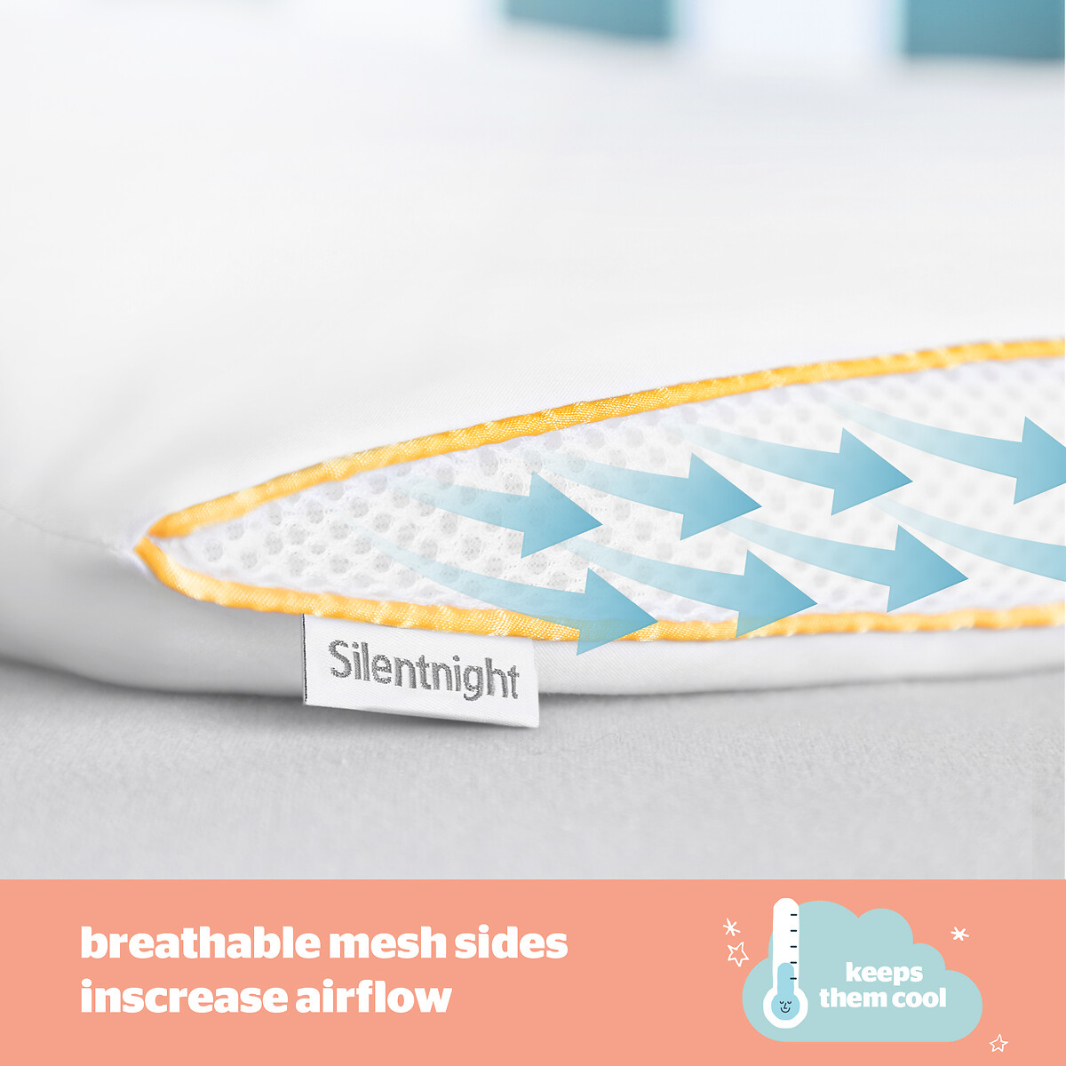 Safe Nights Breathable Cot Bed Pillow white, SILENTNIGHT