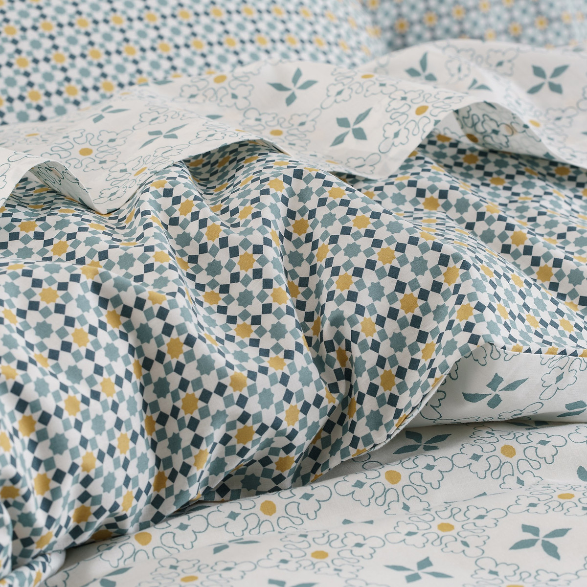 Housse de couette pur coton, Teyben imprimé bleu, LA REDOUTE INTERIEURS