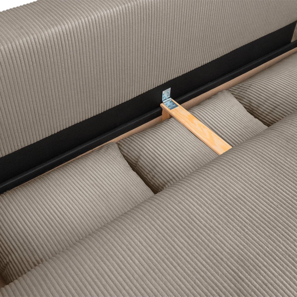 Canapé convertible 3 places velours côtelé avec coffre ALMO taupe, SWEEEK