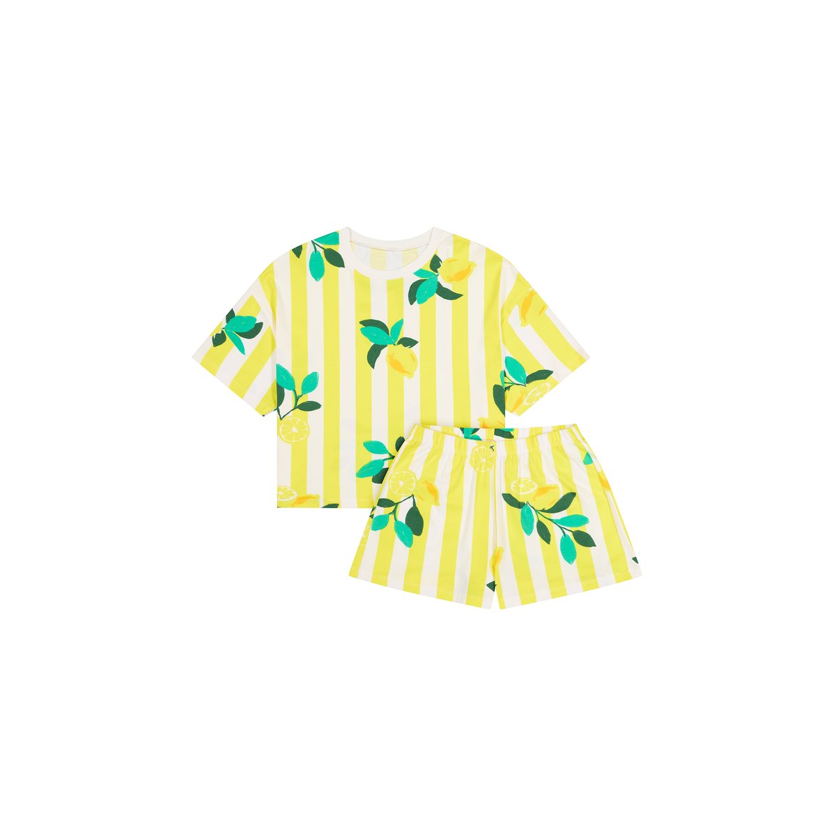 Pyjama coton imprimé citrons rayures jaune rayures citrons, WE ARE JOLIES