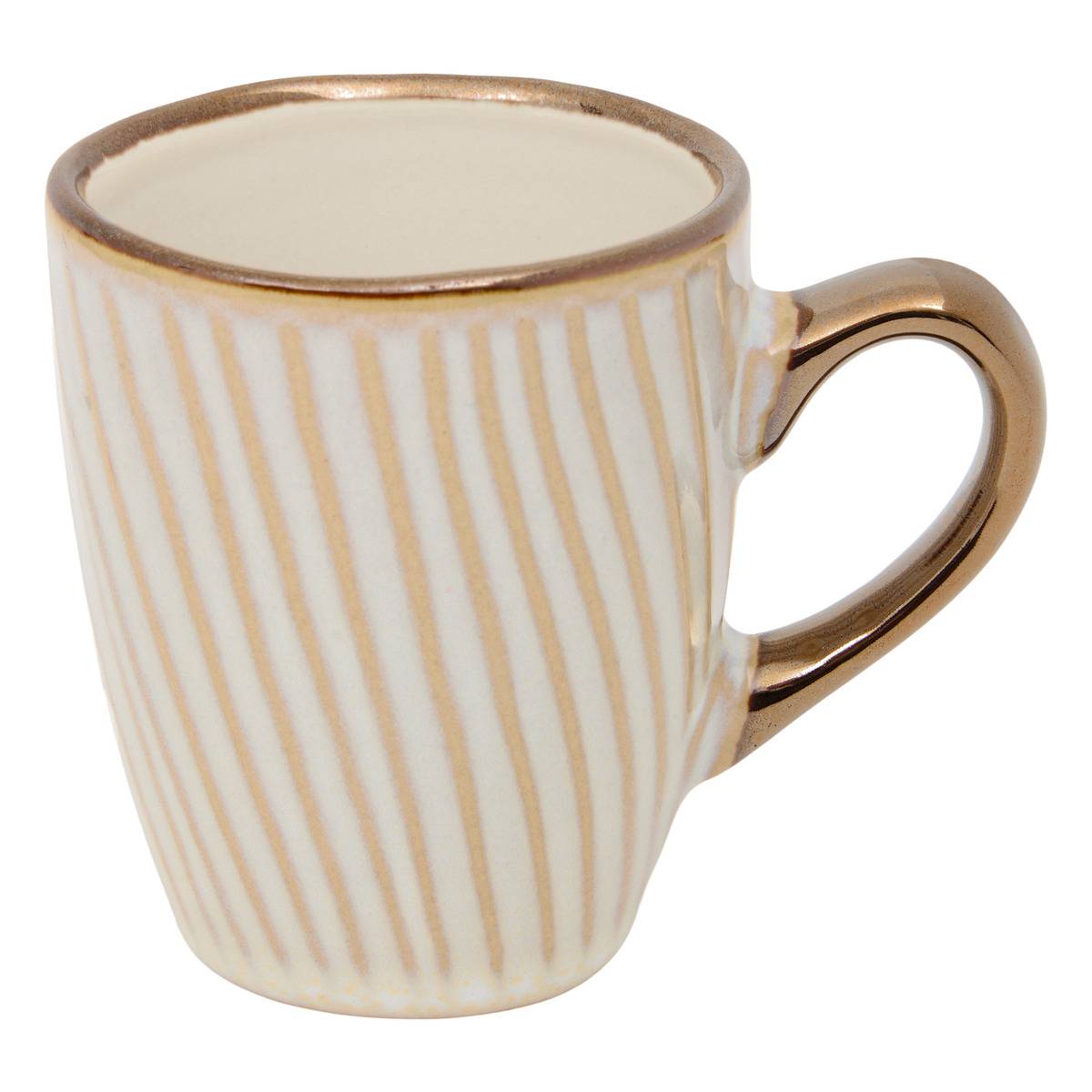 Coffret de 2 tasses avec coupelles en faïence ELLA blanc, ATMOSPHERA