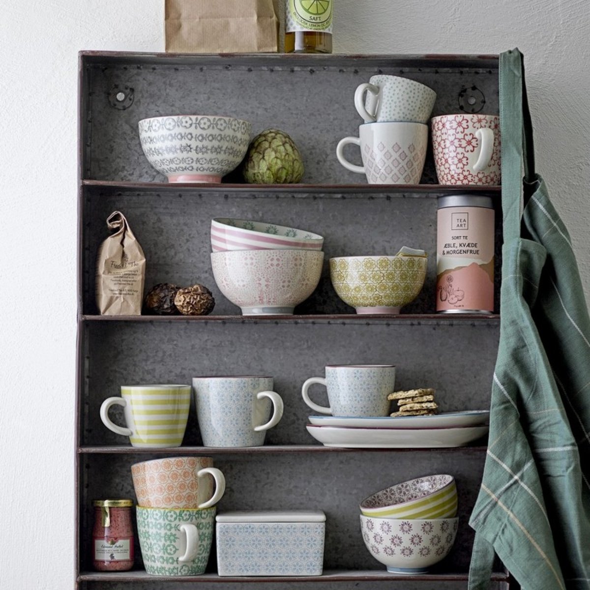 Mugs grès motif nordique CARLA set de 6 multicolore, BLOOMINGVILLE