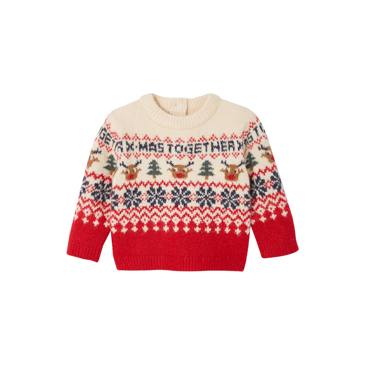 Pull de Noël mixte Capsule Famille rouge, VERTBAUDET
