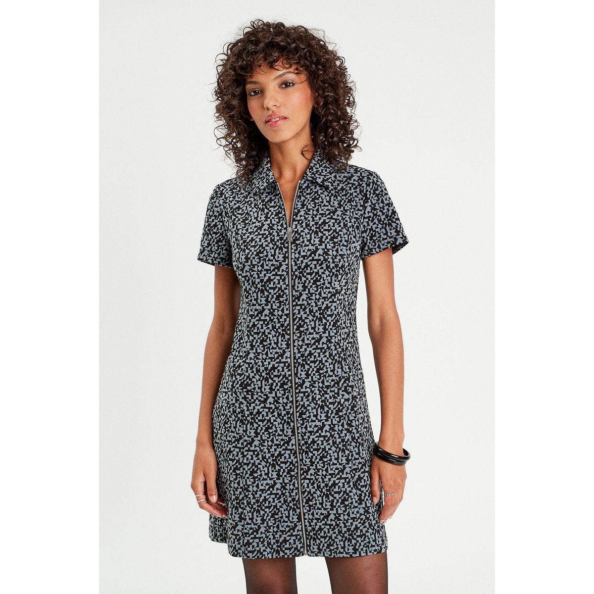 Robe évasée zippée noir, CACHE CACHE