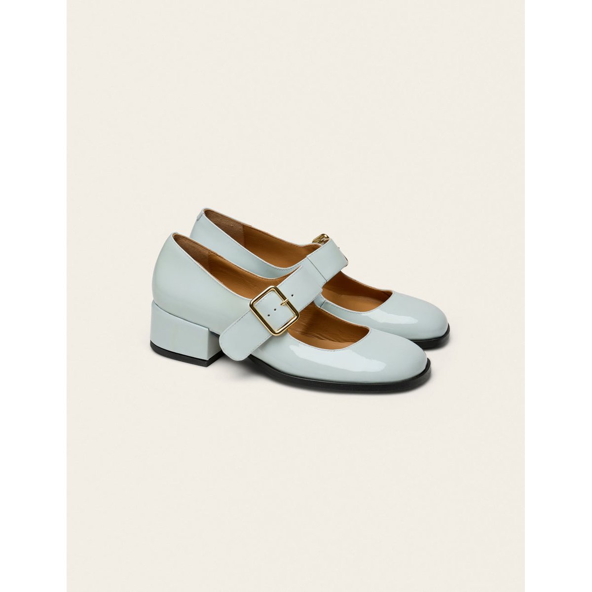 Escarpins AMARI cuir verni bleu glacé, ODAJE