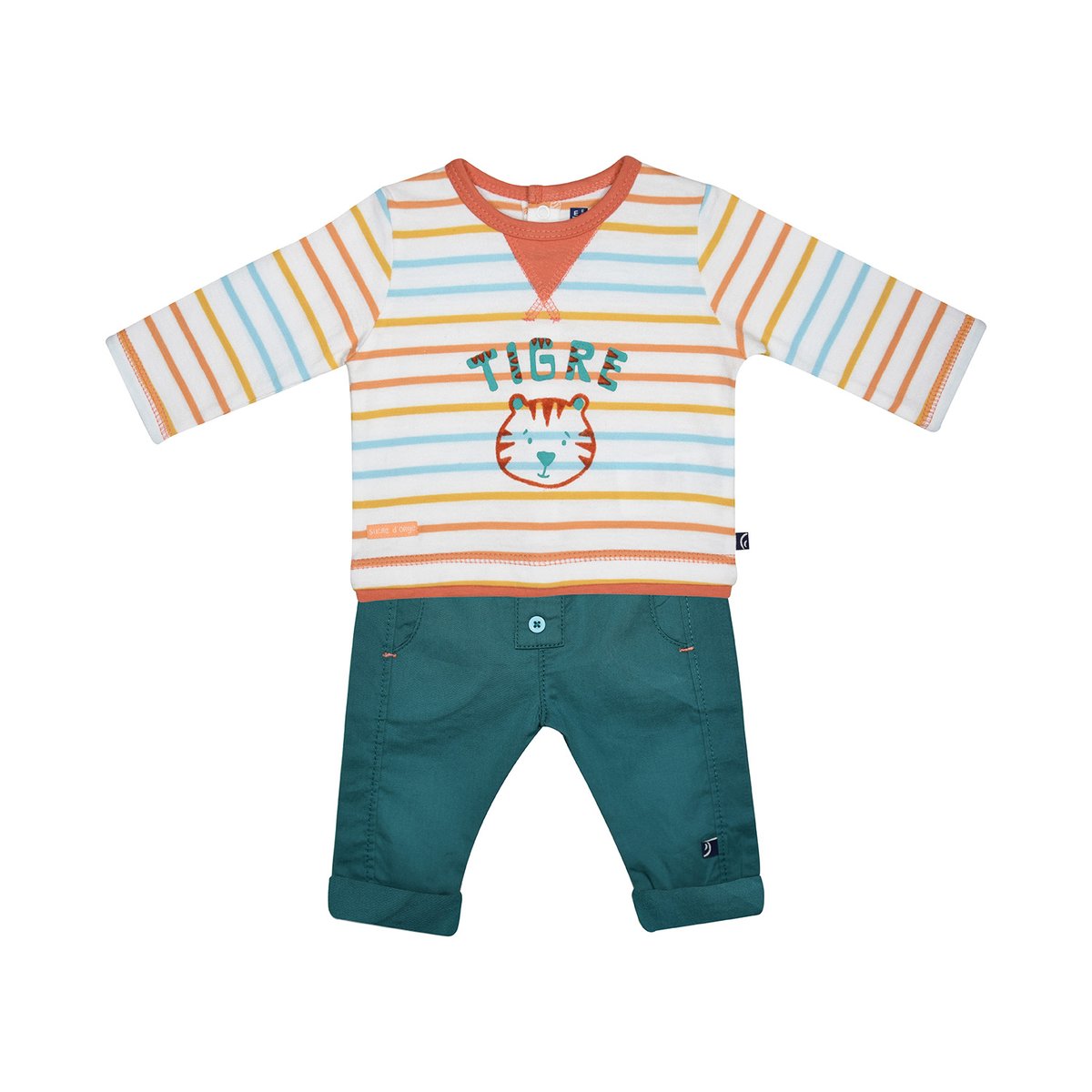 Ensemble tee shirt pantalon gontran manches longues naissance blanc, SUCRE D'ORGE