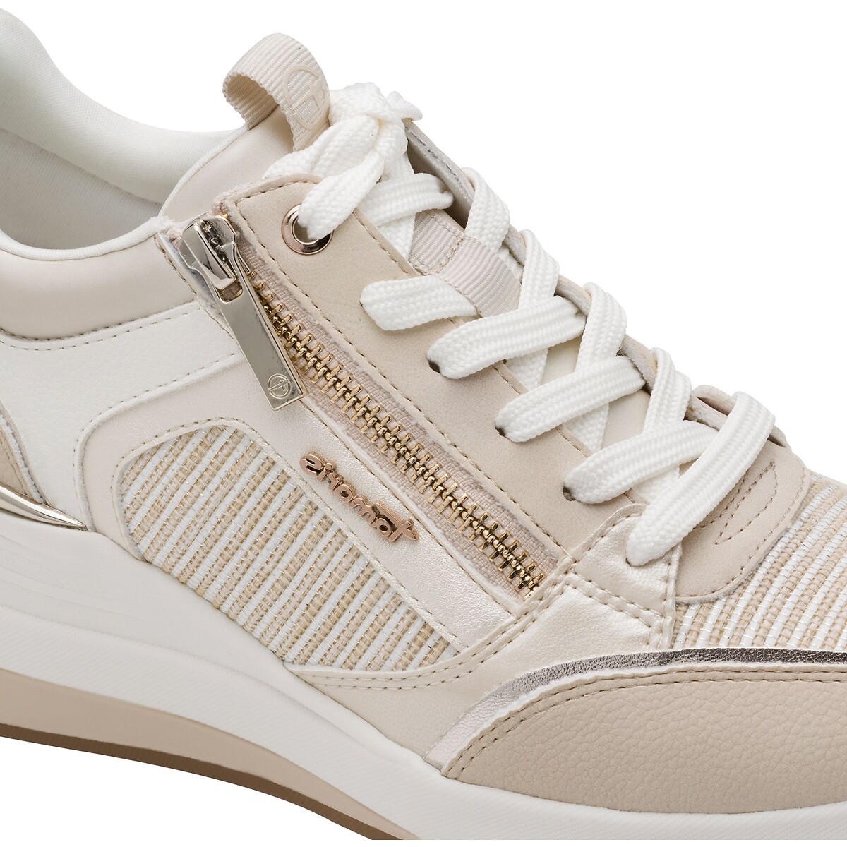 Baskets compensées et zippées beige, TAMARIS