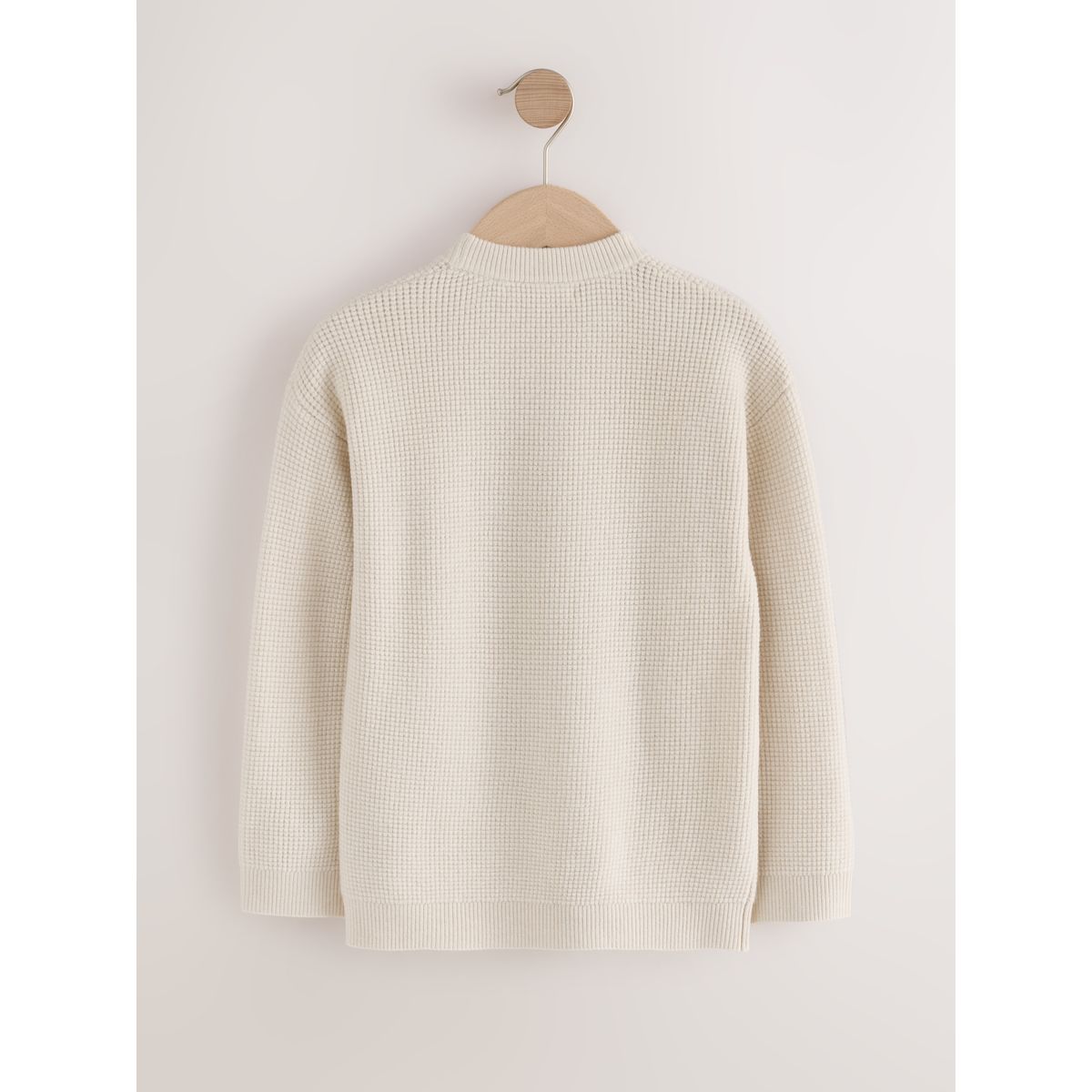 Pull ras du cou en maille texturée écru, NEXT