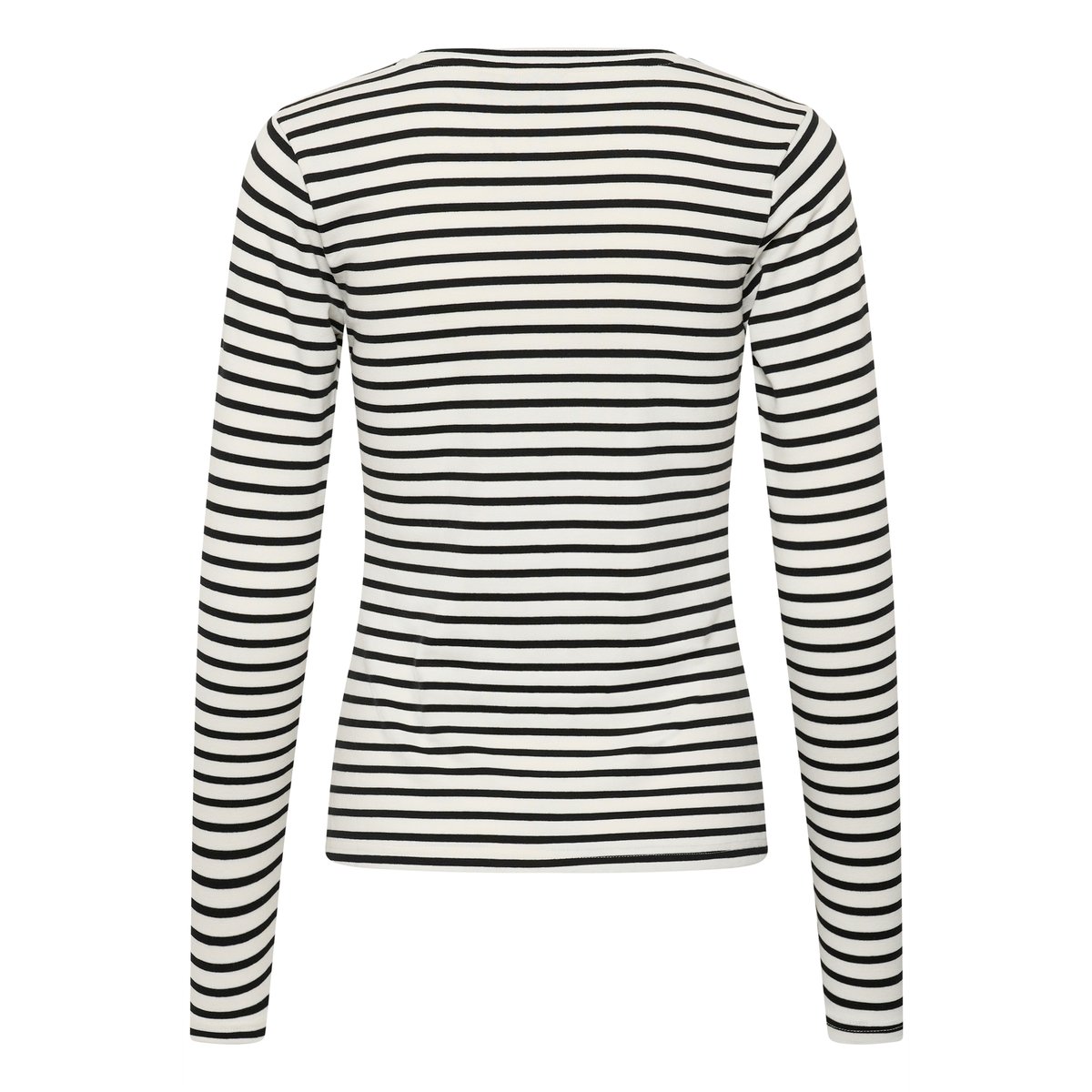 T-shirt à manches longues blanc noir chalk w. black stripe, KAFFE