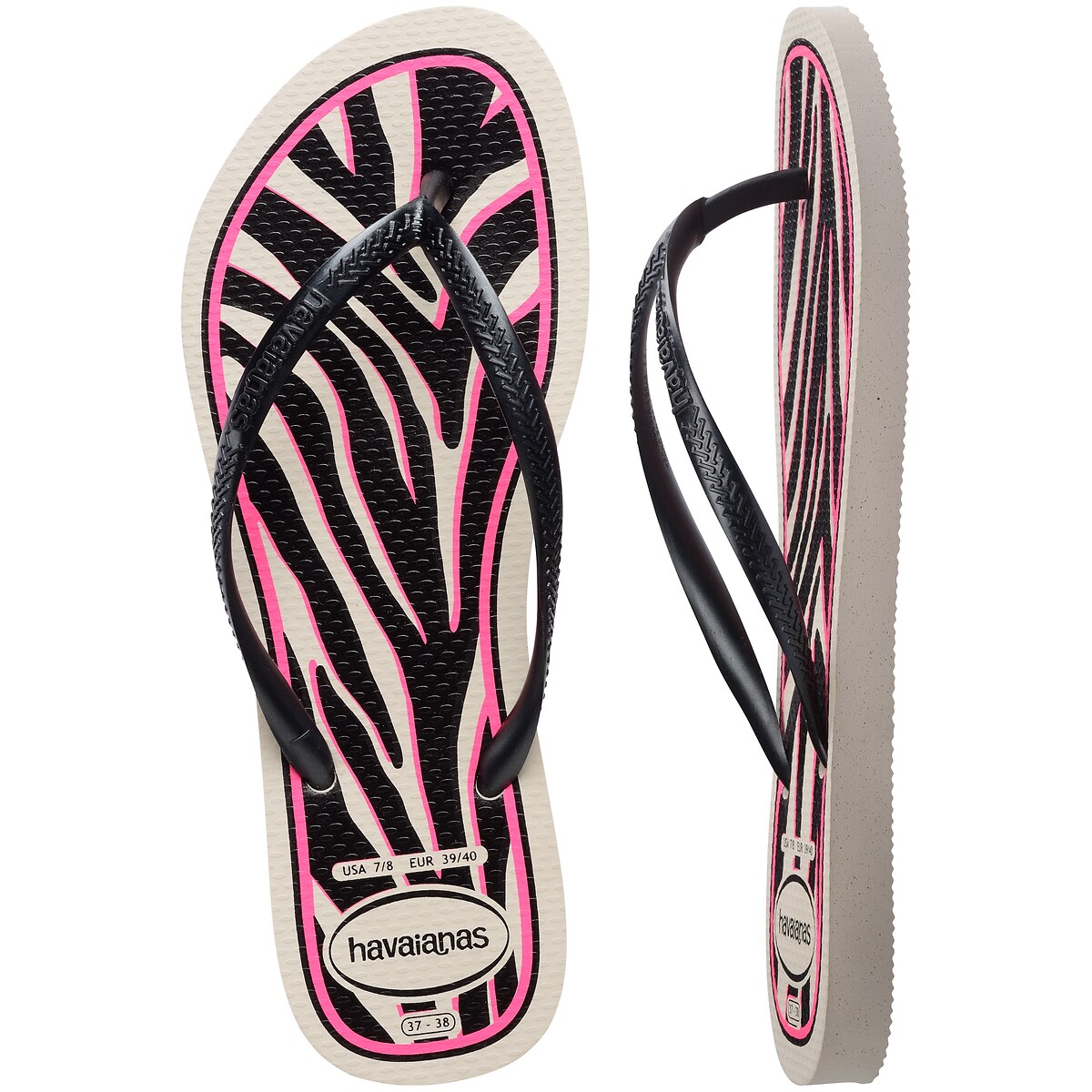 Teenslippers HAV SLIM ANIMALS wit/roze/zwart, HAVAIANAS