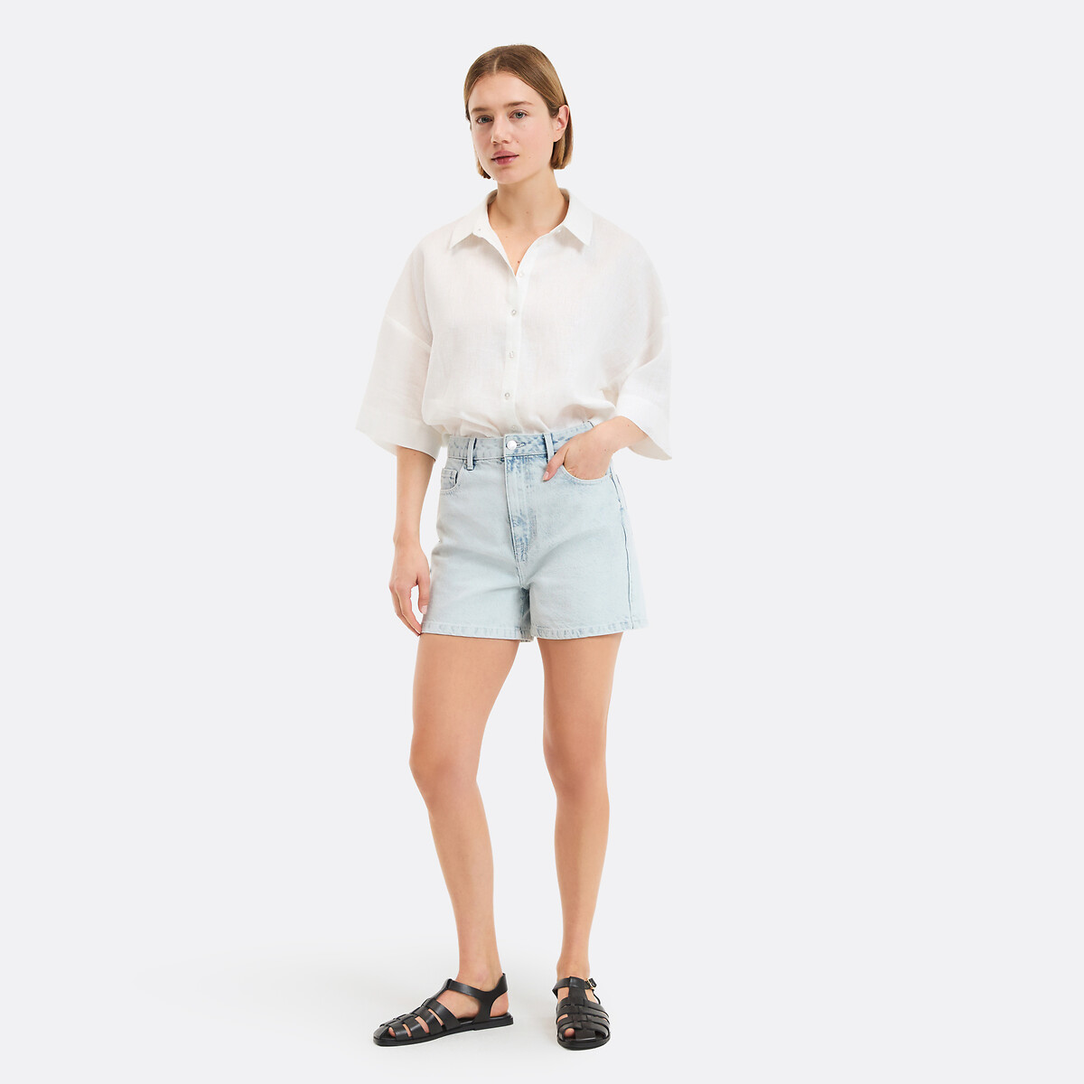 Short en denim bleu bleach, LA REDOUTE COLLECTIONS