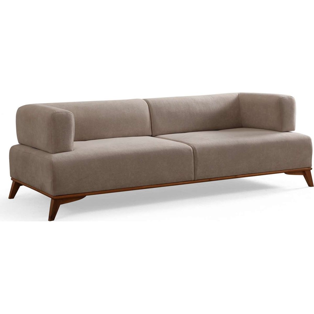 Canapé droit 2 places en tissu - TANO taupe et marron, HOMIFAB
