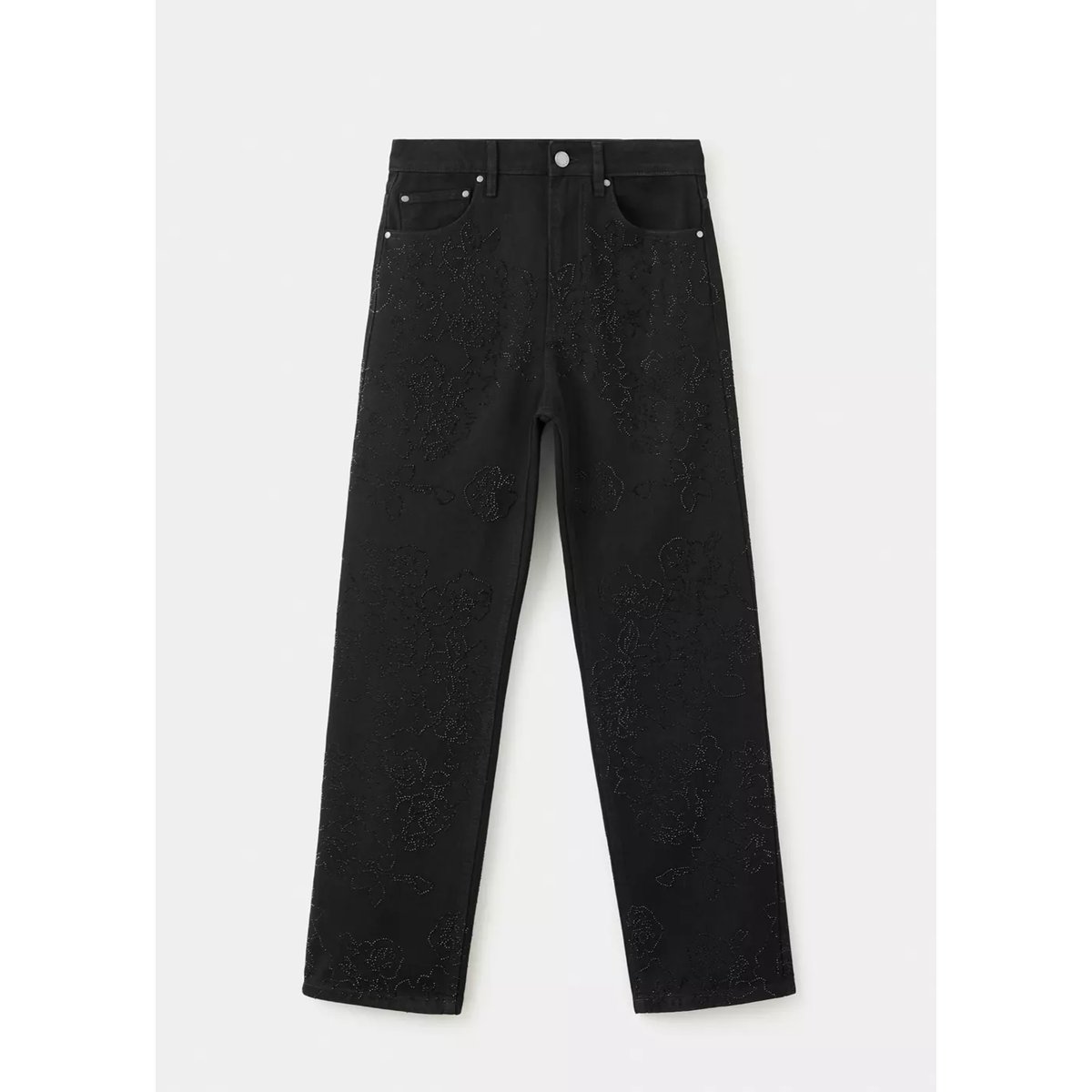 Jean droit détail cristaux black denim, MANGO