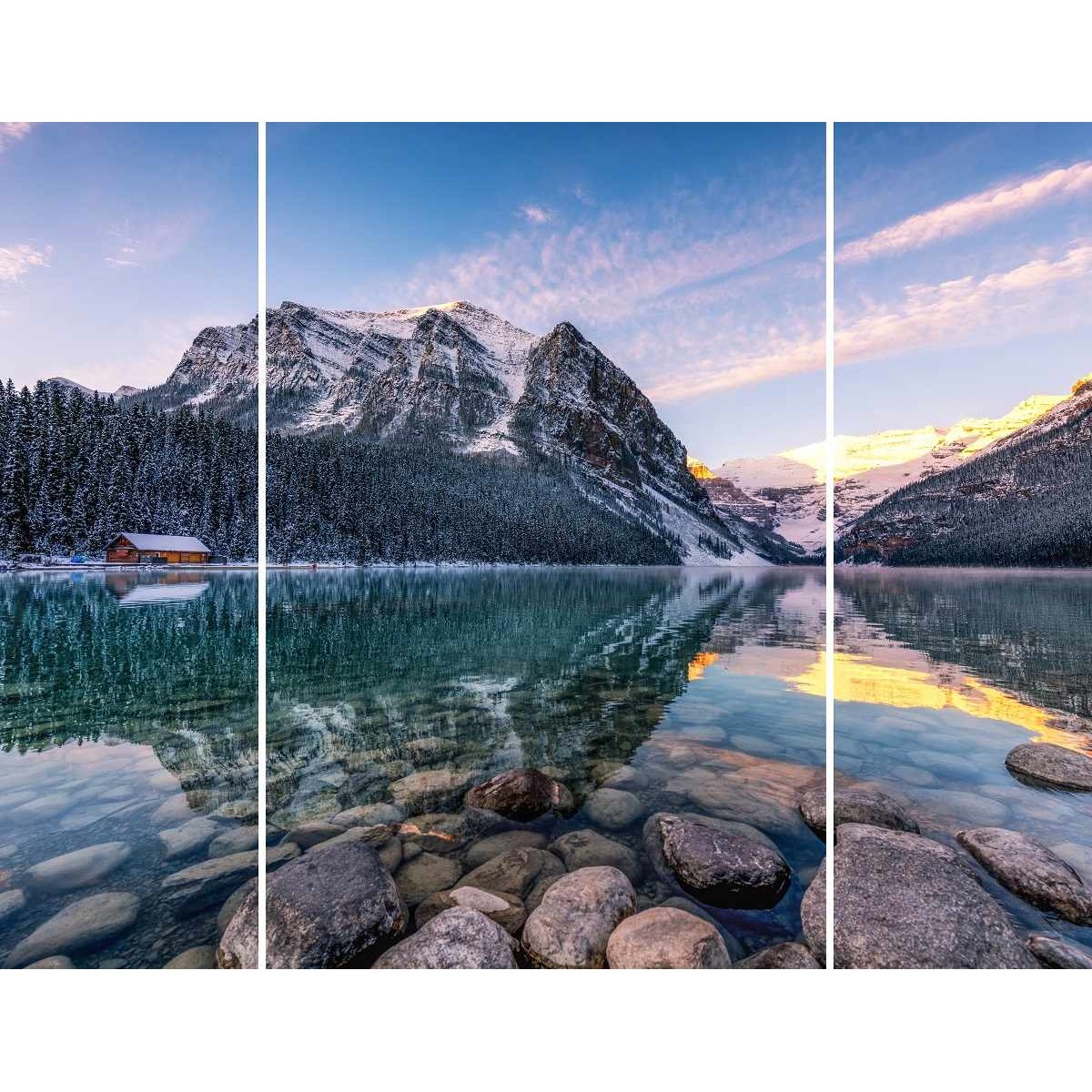 Triptyque Sur Toile Montagne 125x97 Cm MONTAGNE tableaux sur toile-bleu, CEANOTHE