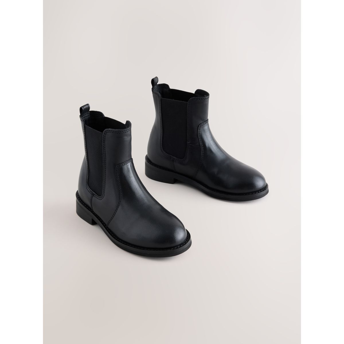 Bottes chelsea en cuir noir, NEXT