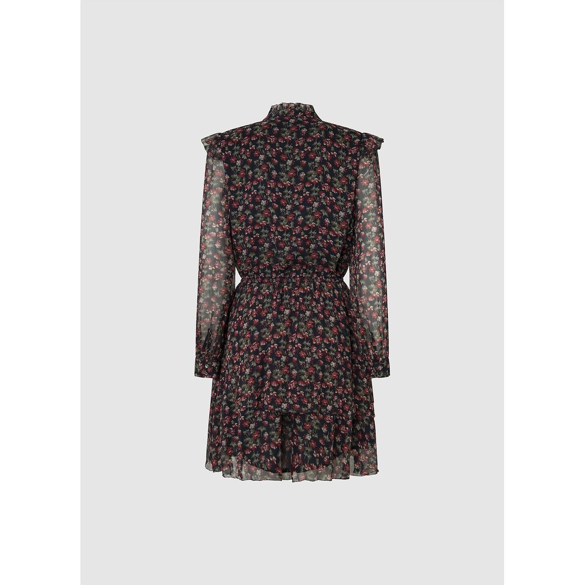 Robe manches longues en voile OLIVE imprimé fond marine, PEPE JEANS