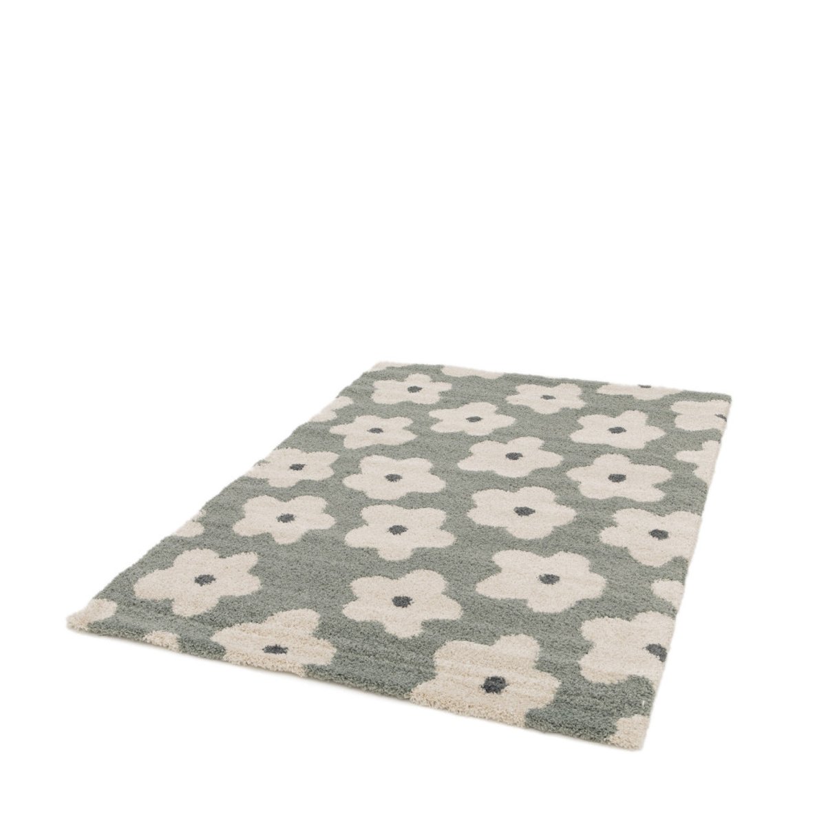 Tapis contemporain à motif floral- FLORA II vert de gris, DRAWER