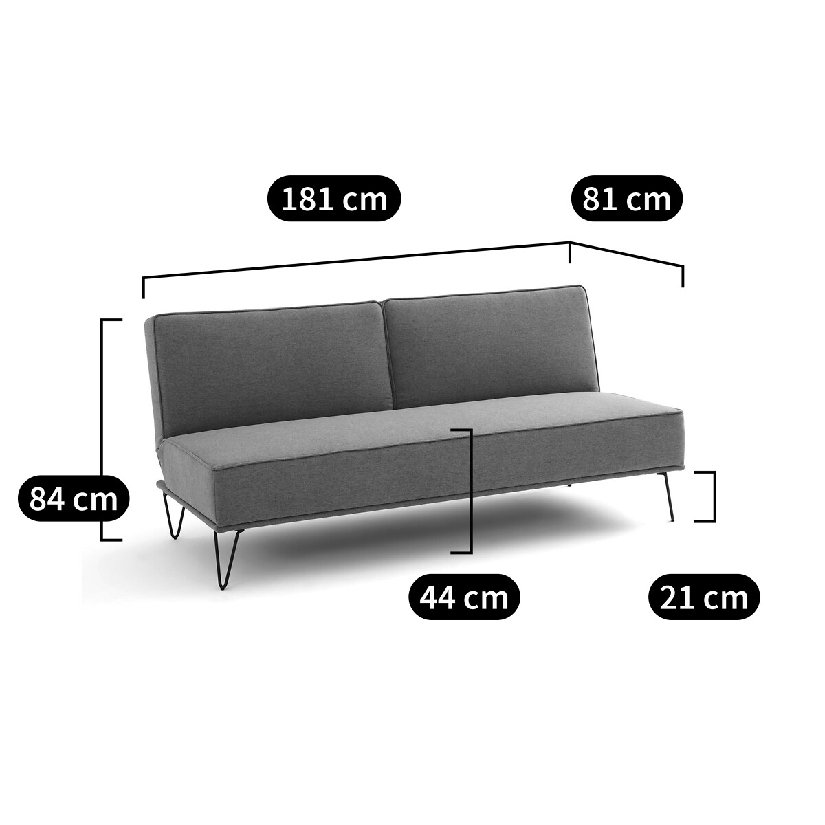 Banquette convertible, polyester, Vees vert de gris, LA REDOUTE INTERIEURS