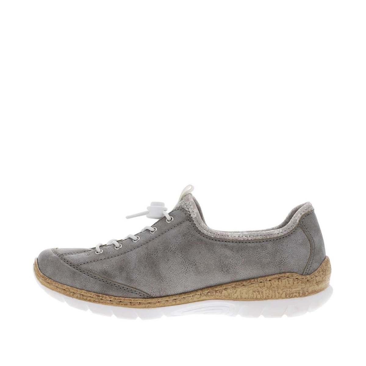 Sneakers platine à semelle blanche et à talon compensé bas avec slip-on platine, RIEKER