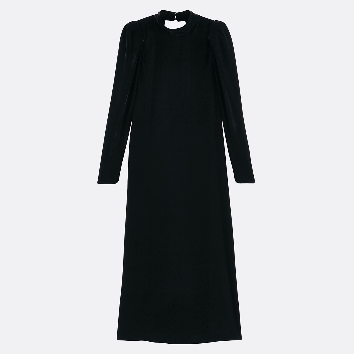 Flared Velour Maxi Dress with Long Sleeves black, LA REDOUTE COLLECTIONS