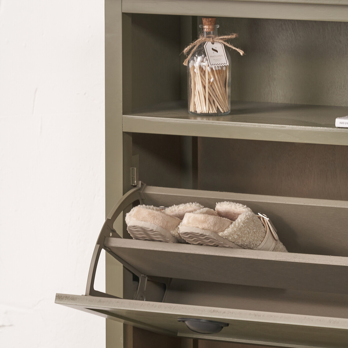 Cotsen Pine Wood Shoe Cabinet olive green, SO'HOME