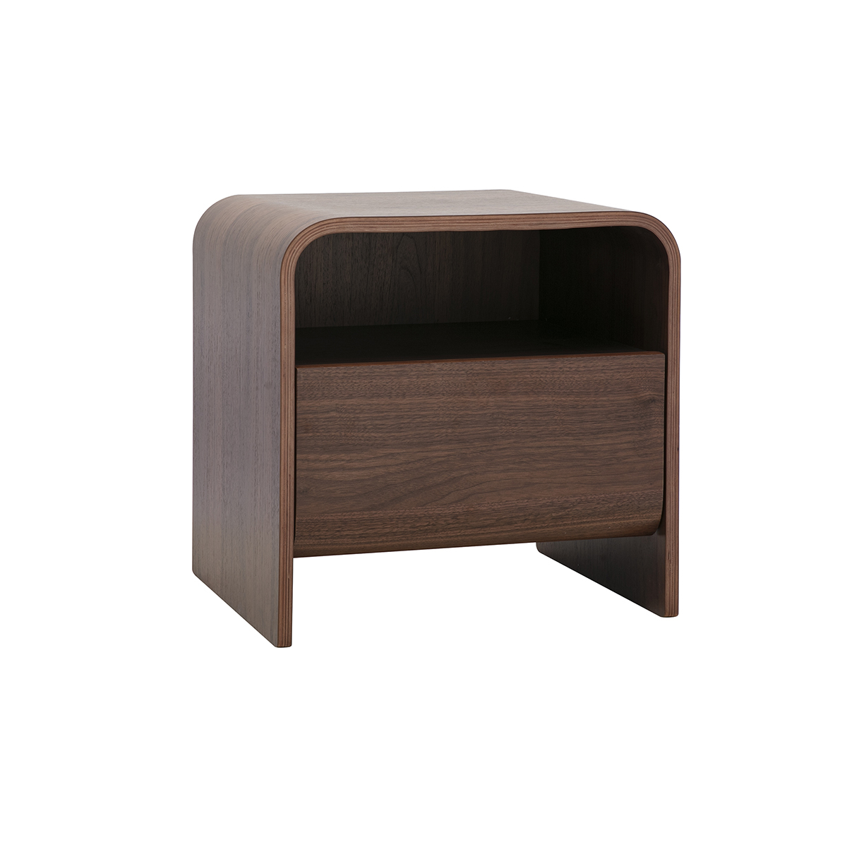 Table de chevet avec tiroir en bois foncé noyer KYLIA couleur unique, MILIBOO