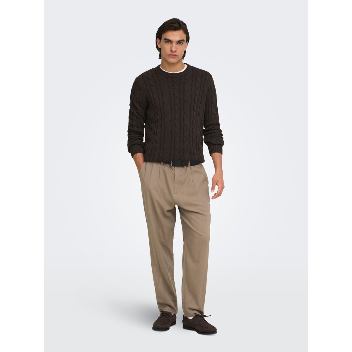 Pull En Maille marron - coffee bean 1, ONLY & SONS