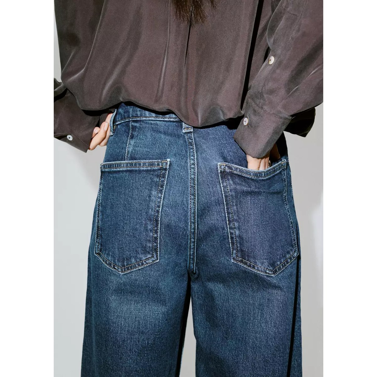 Jean style jupe-culotte Catherin taille haute bleu foncé, MANGO