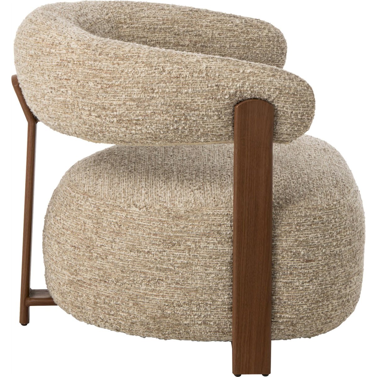 Fauteuil enveloppant en tissu bouclé écru, RECOLLECTION