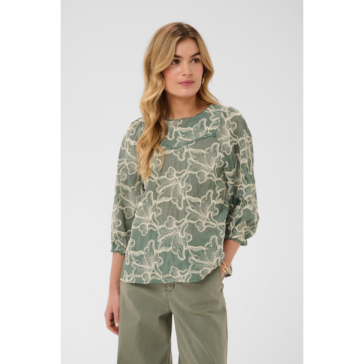 Blouse à manches longues vert mulled basil, CREAM