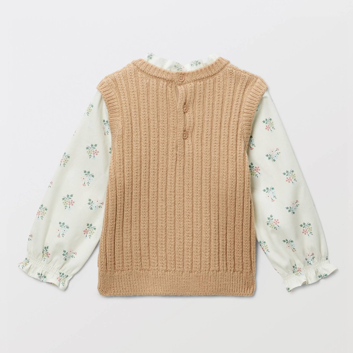 Pull 2 en 1 sans manches avec blouse imprimée velouté, BOUT'CHOU