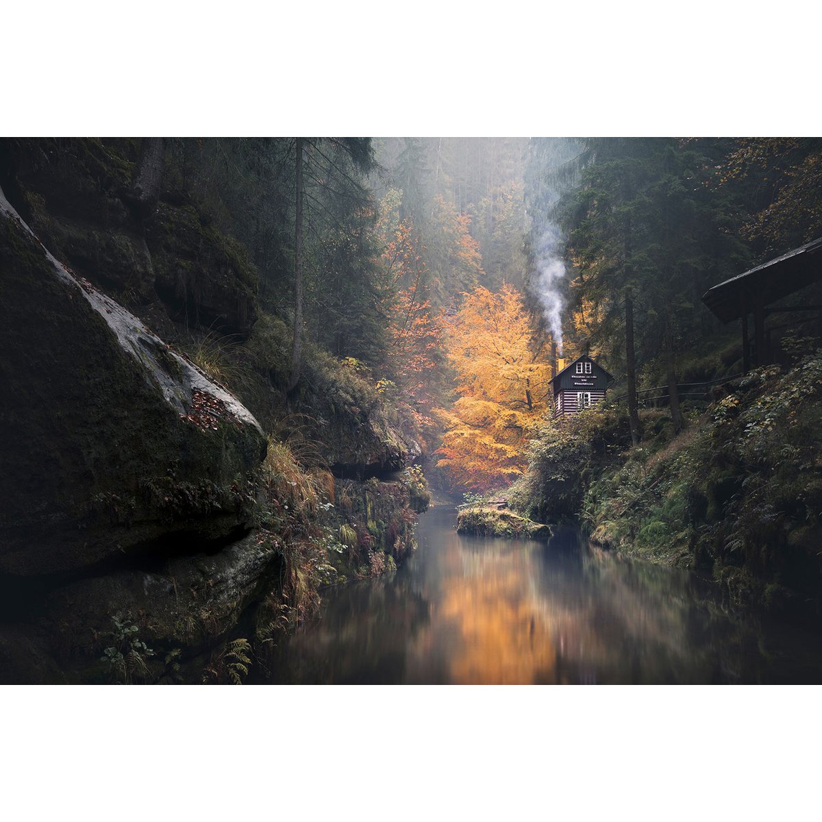 Tableau Vallée suisse en Automne tableau alu dibond, HEXOA