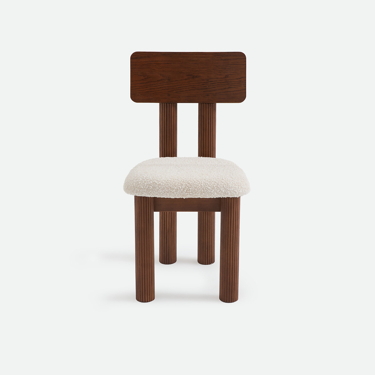 Chaise en frêne massif teinté et bouclette, DESNA teinté coloris noyer, LA REDOUTE INTERIEURS