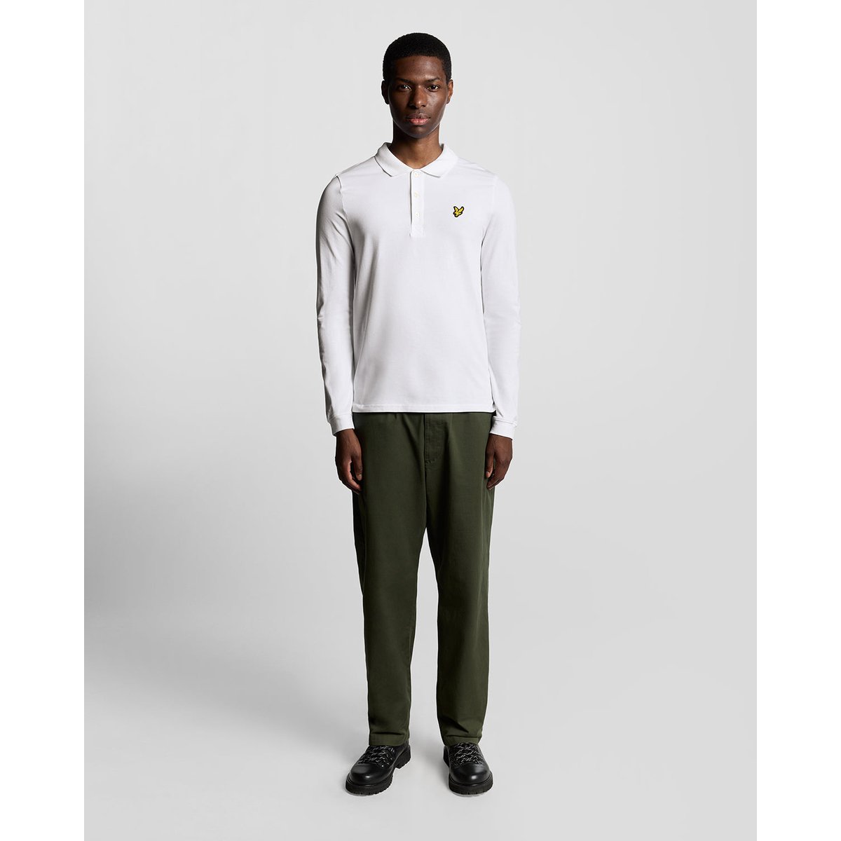 Polo manches longues en coton blanc, LYLE & SCOTT