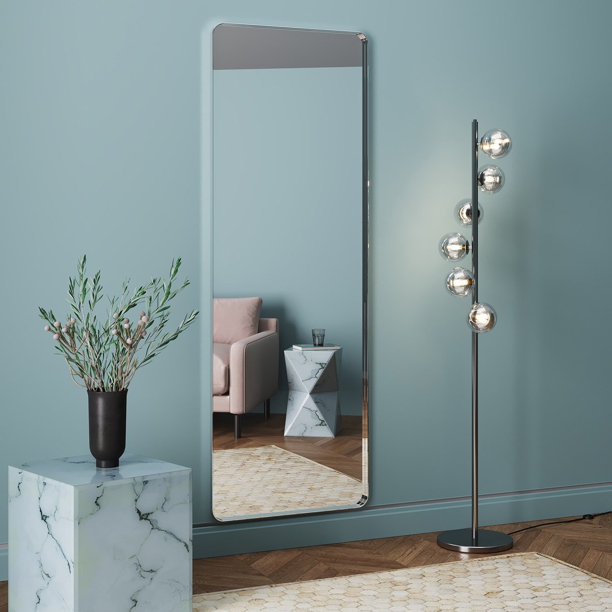 Lampadaire en verre et acier, SCALA BALLS noir, KARE DESIGN