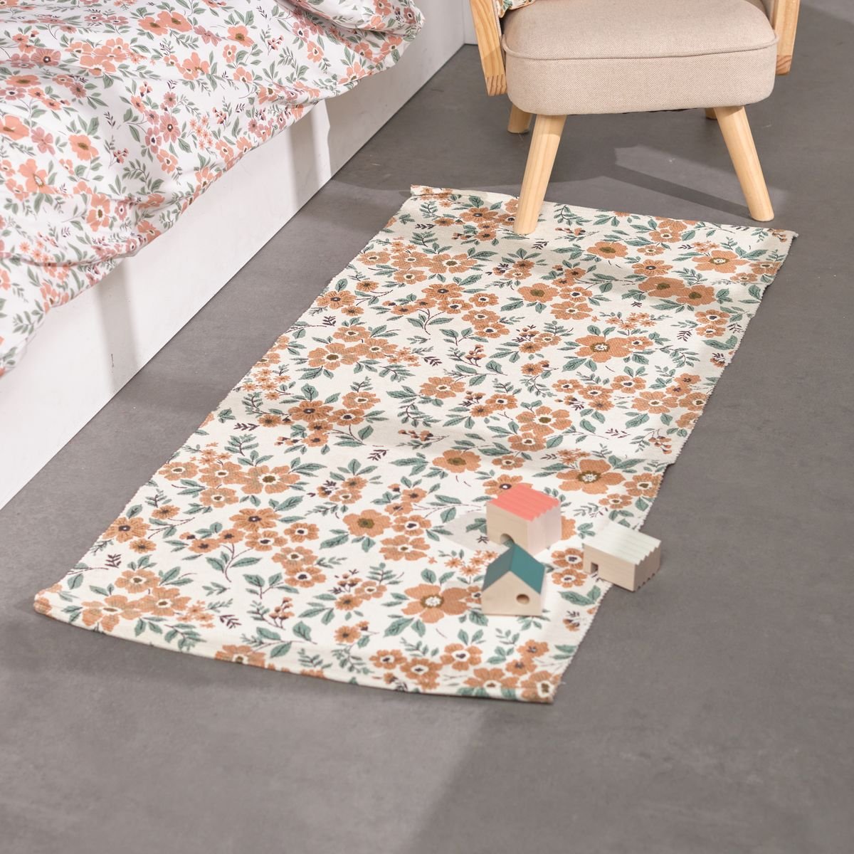 Tapis imprimé floral coton FUNNY LIBERTY rose, TODAY