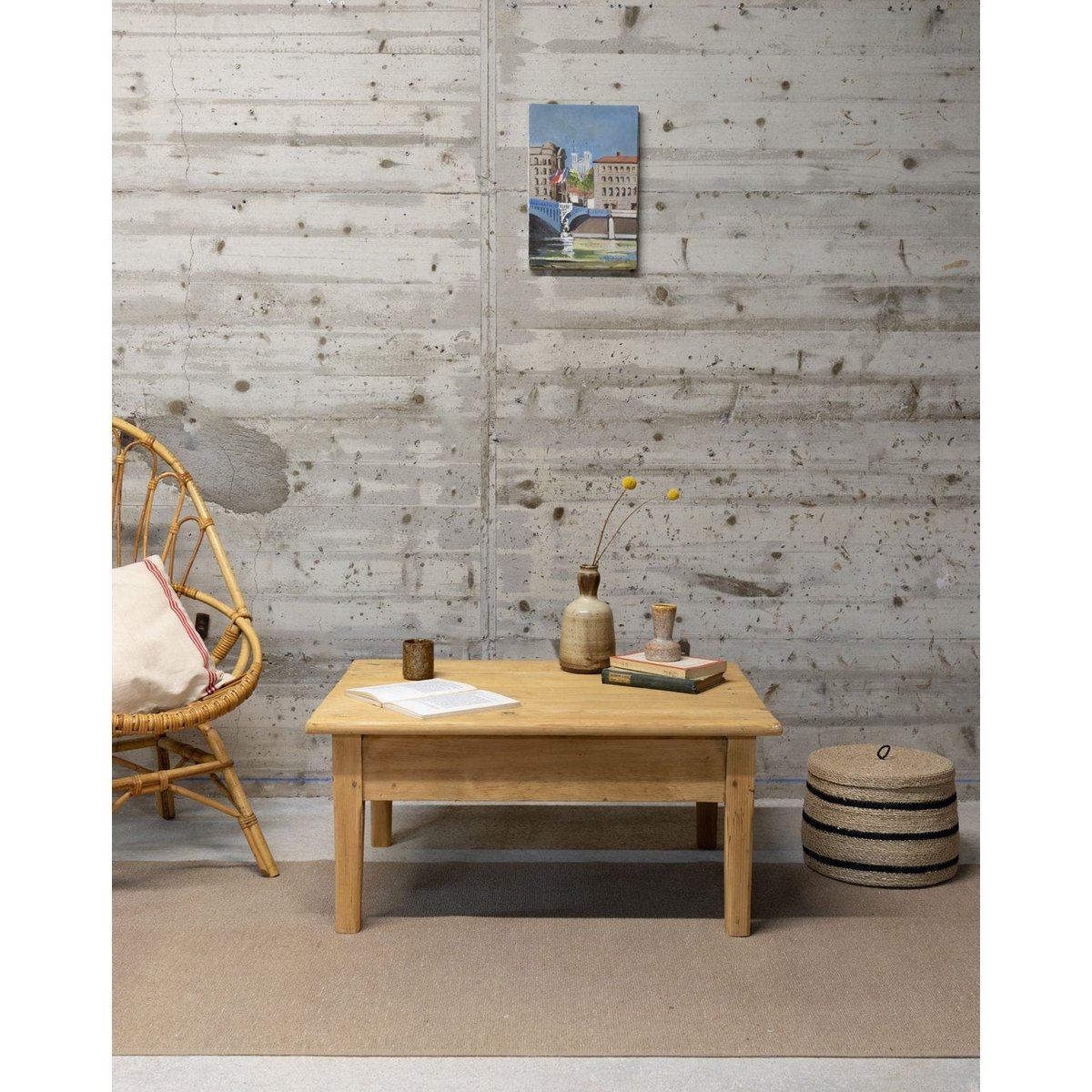 Petite table basse en bois Léonie N°991 - Bon état bois clair, DEBONGOUT