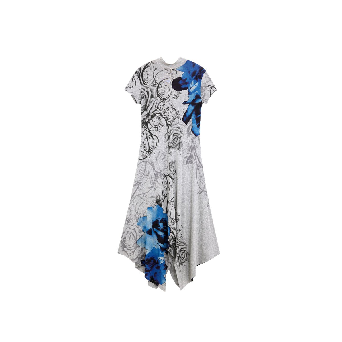 robe midi à encolure américaine imprimée gris, DESIGUAL