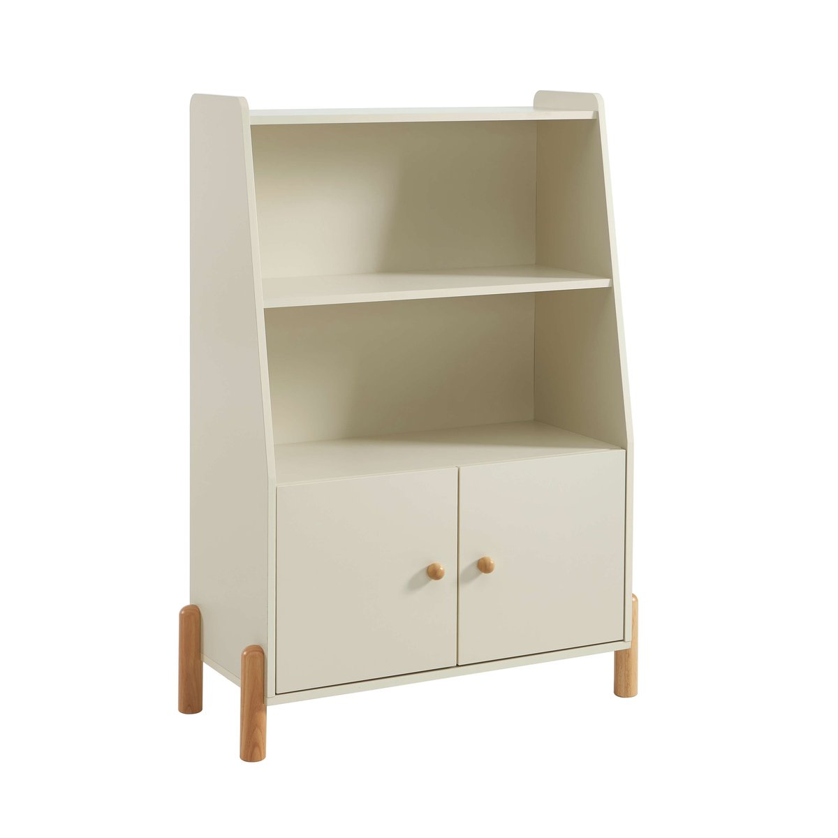 Bibliothèque enfant 2 portes  MONA beige et bois clair, BAÏTA