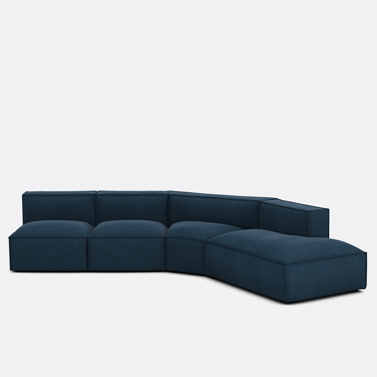 Elément d'angle ouvert pour canapé modulable, velours côtelé fines côtes, SEVEN bleu, LA REDOUTE INTERIEURS