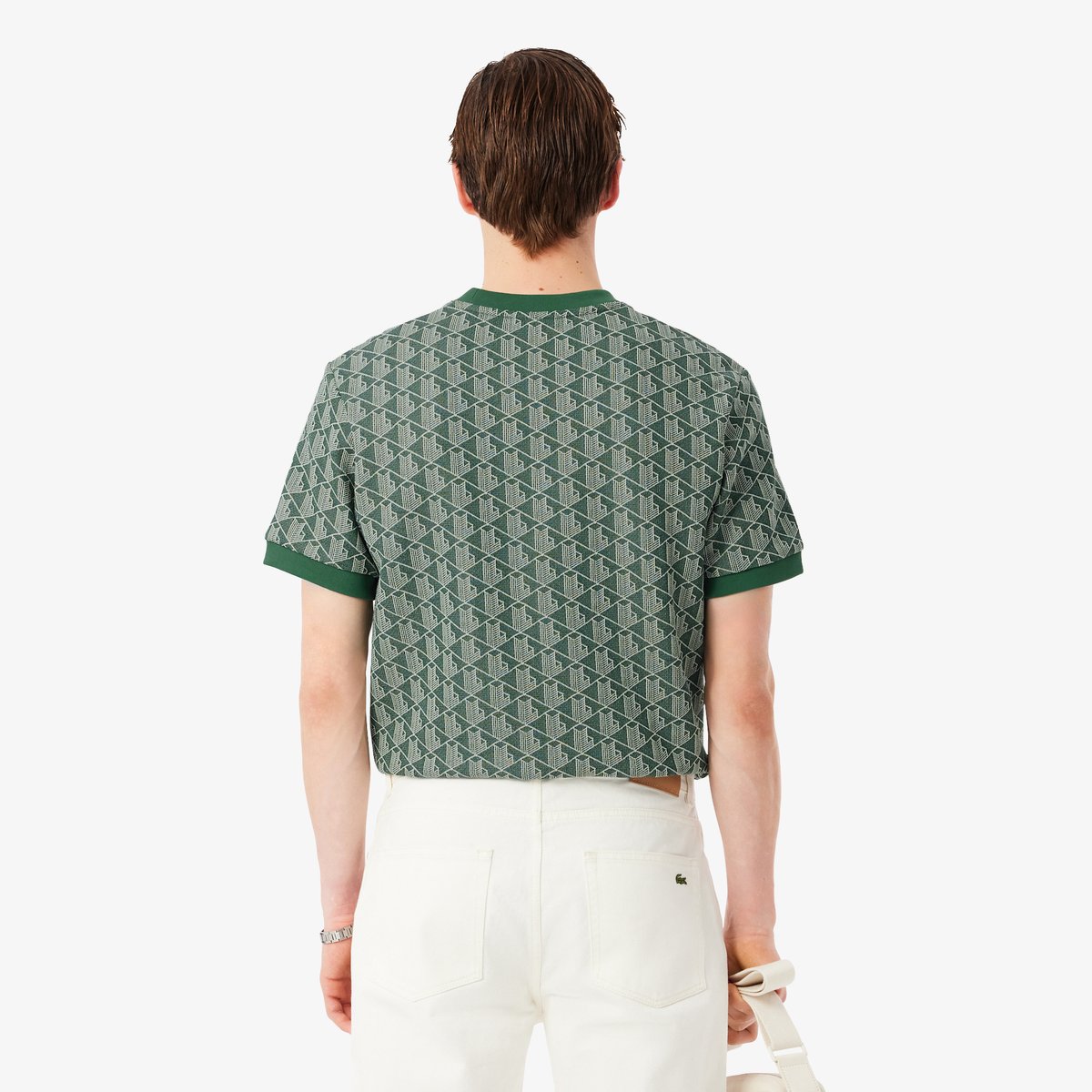 T-shirt jacquard monogramme vert-d1r, LACOSTE