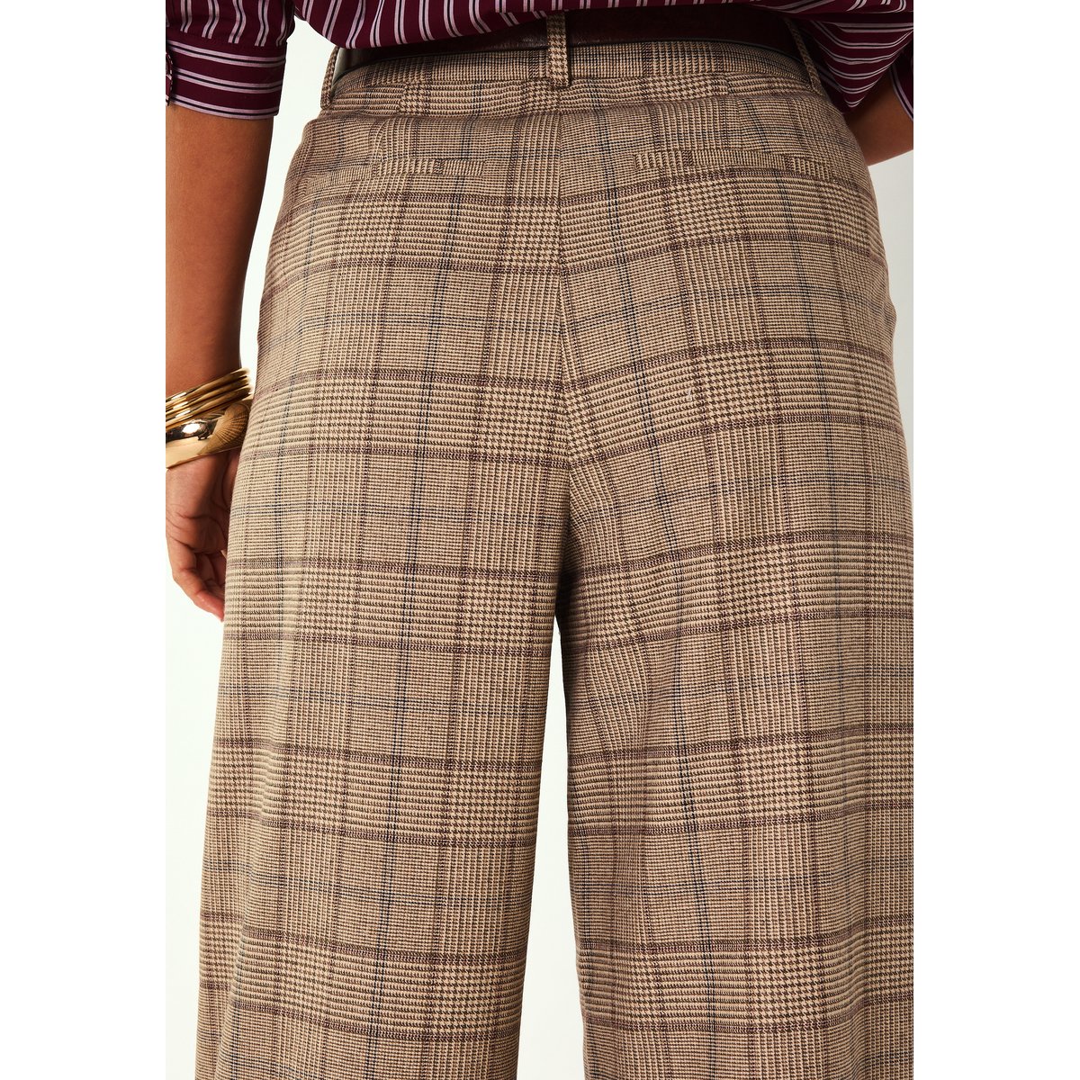 Pantalon Large à carreaux FLAUBERT camel clair, Maison 123