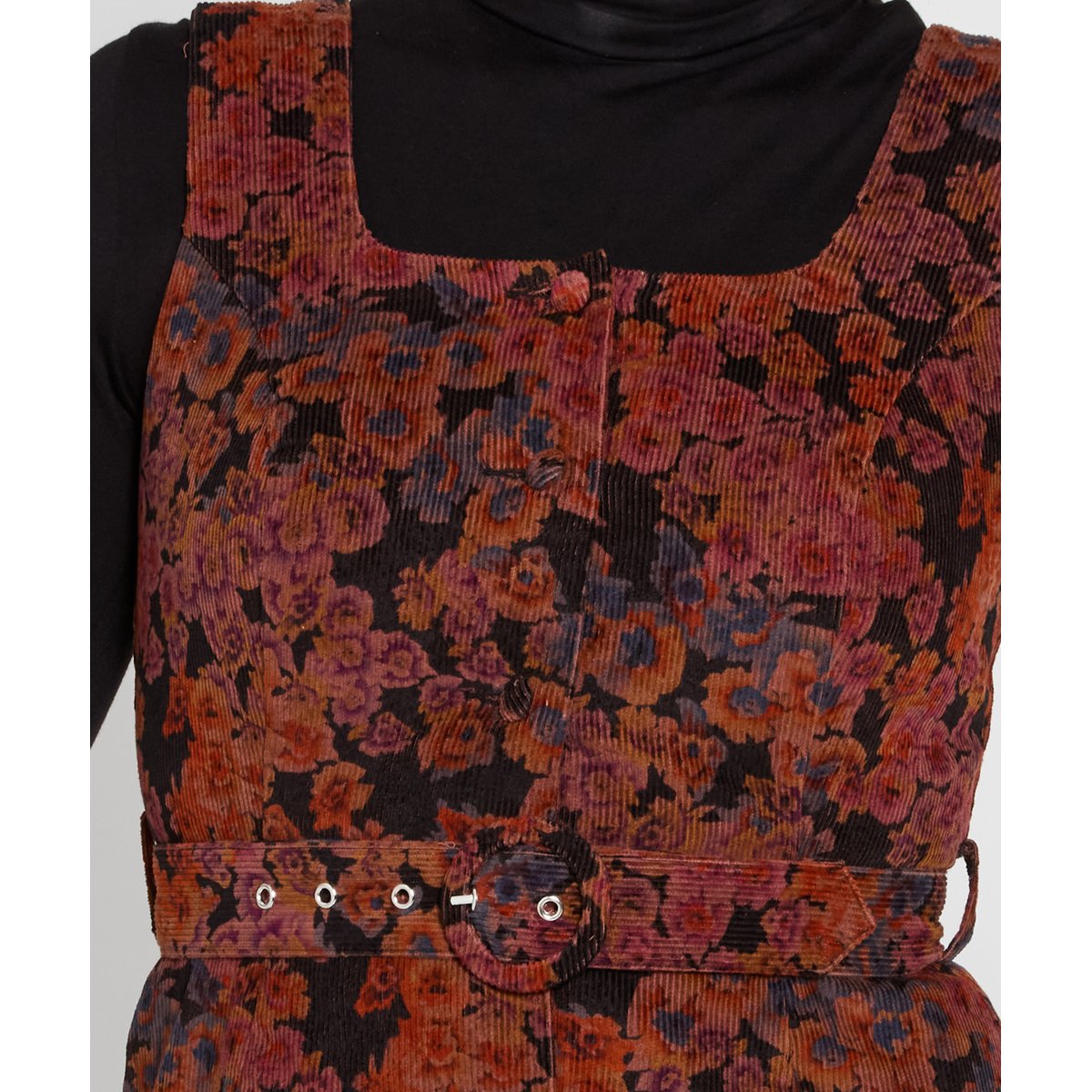 Robe Chasuble en Velours Côtelé Fleurie Jours d'Automne marron, JOE BROWNS