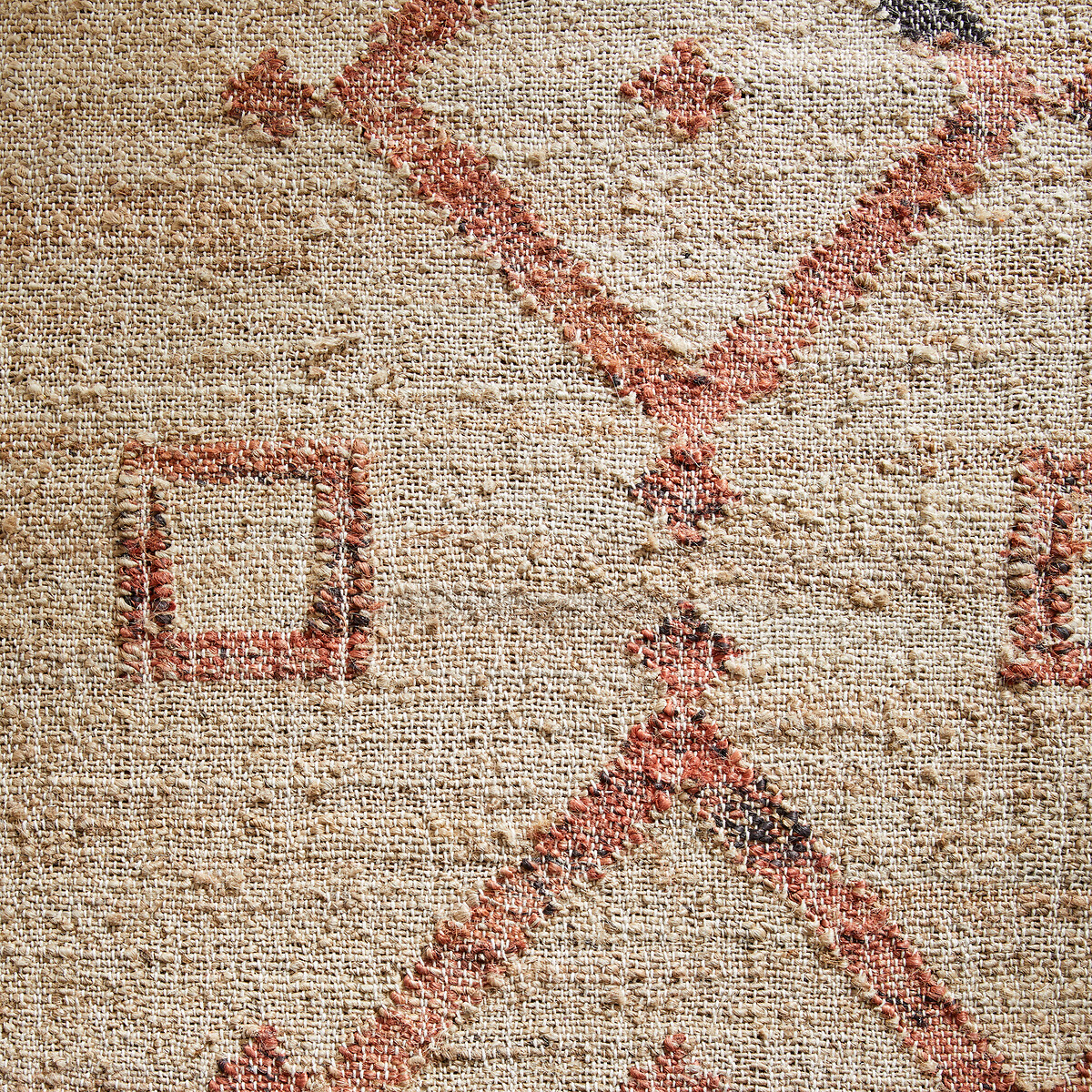 Tapis de couloir en jute, tissé main, Panaji naturel/rouge, AM.PM