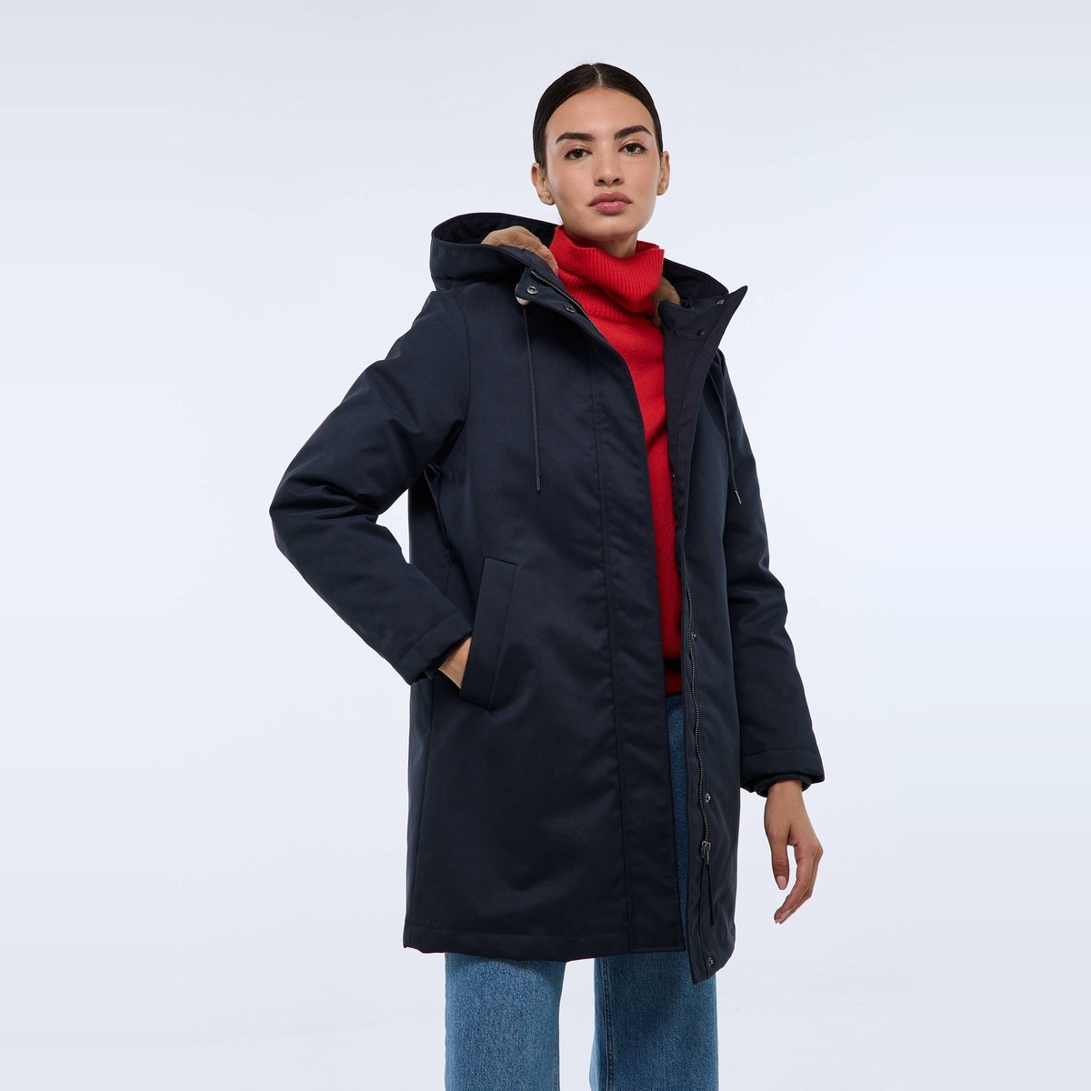 Parka à capuche avec imitation fourrure marine, MONOPRIX