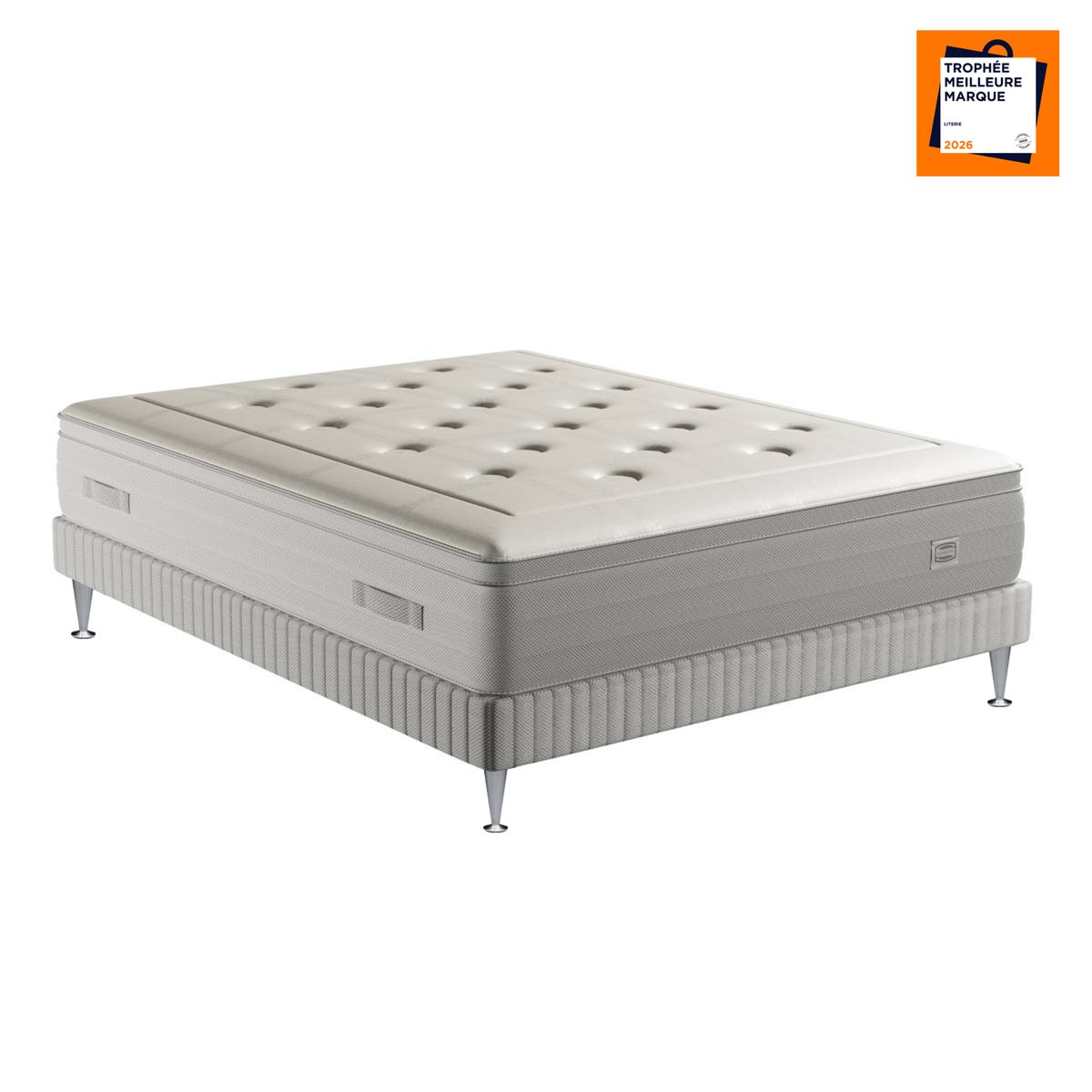 Ens REFLEXION 140x190 matelas H33 Hybride, ferme, sommier blanc, SIMMONS