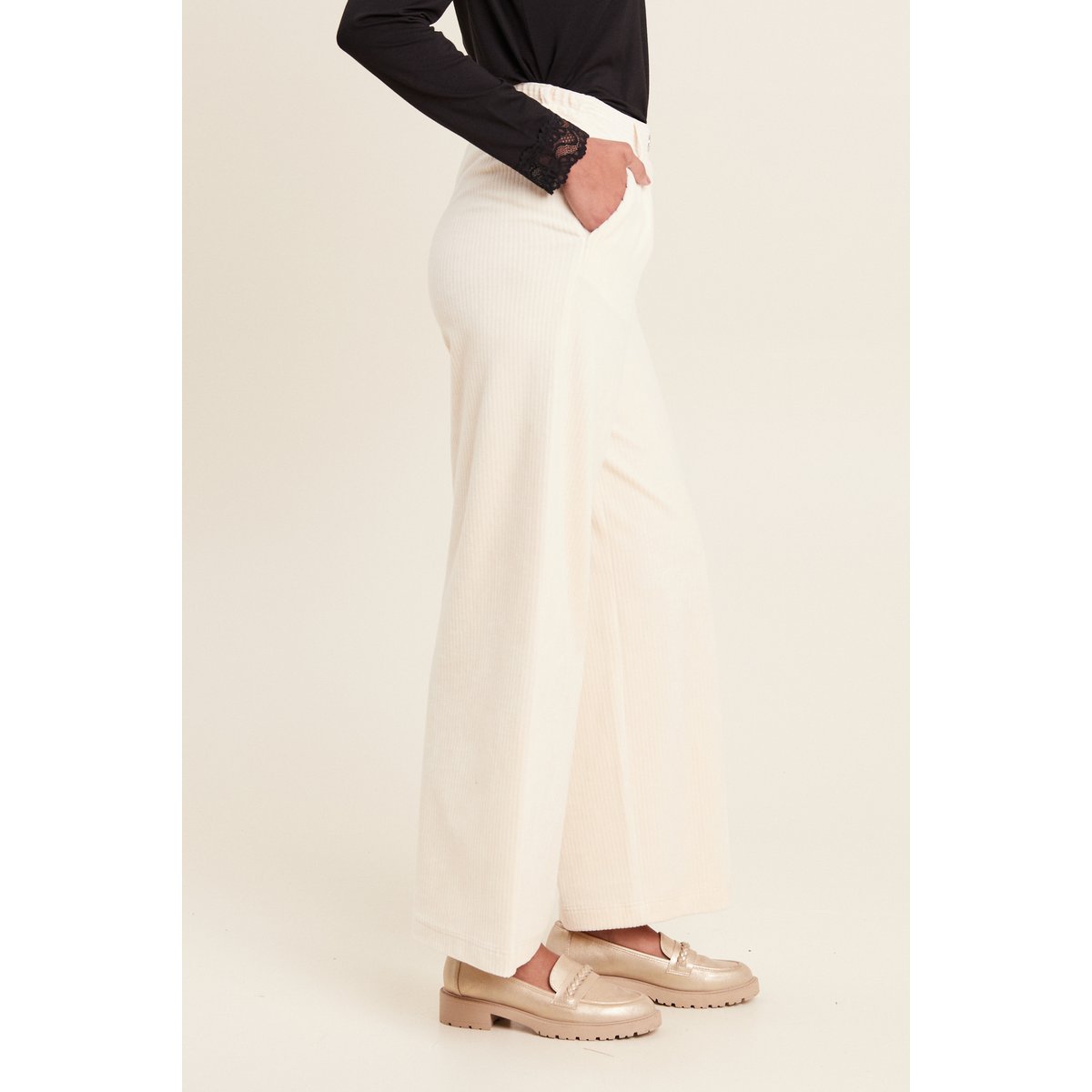 Pantalon large velours ivoire, BREAL